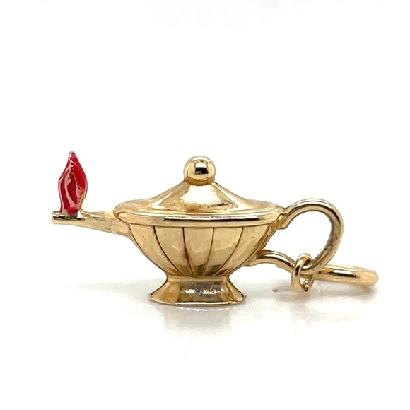 14K Yellow Gold + Enamel Oil Lamp Charm - Picture 4 of 8